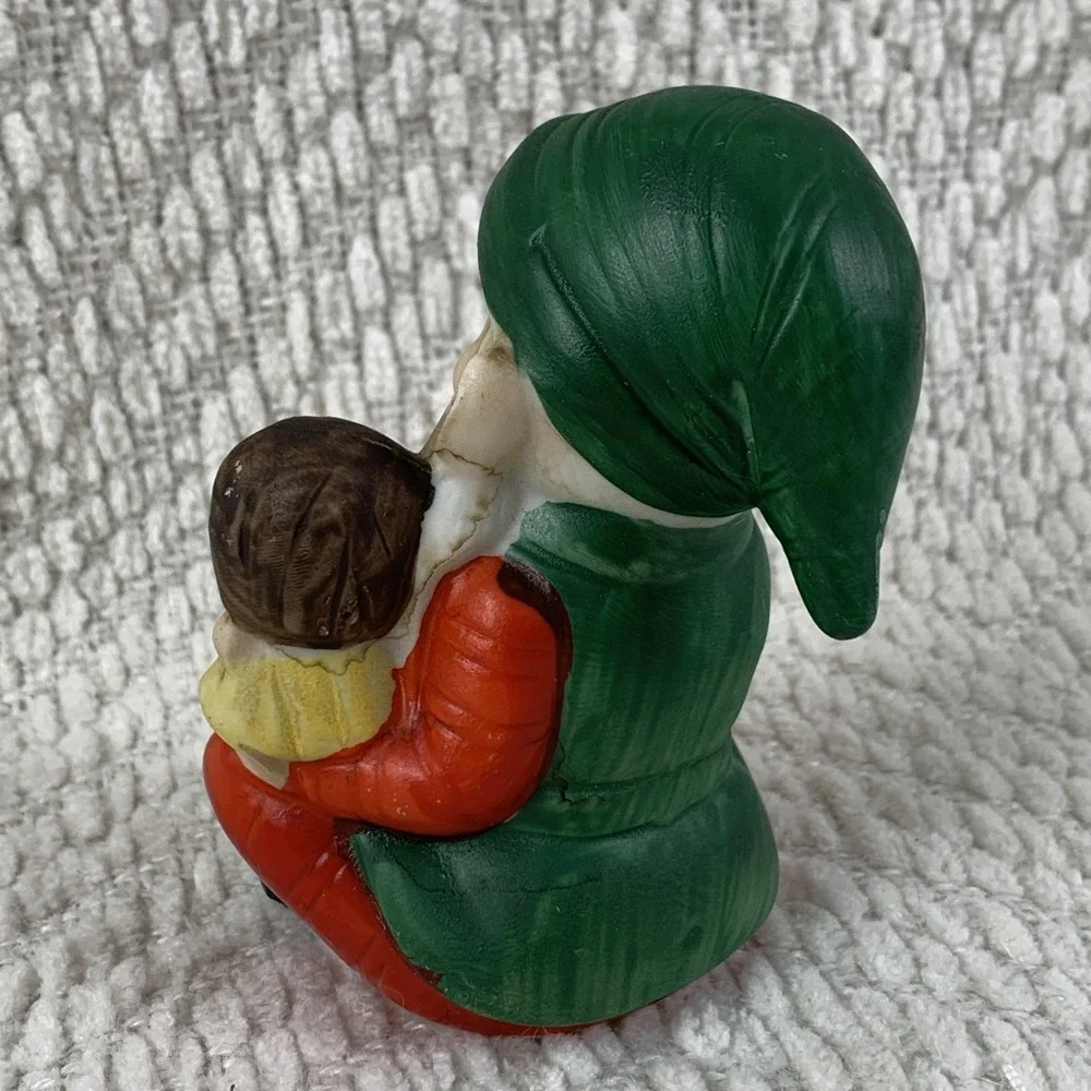 Homco Christmas Figurine 5205 Vintage AKA Murder Elf with Knife Killer Doll Girl